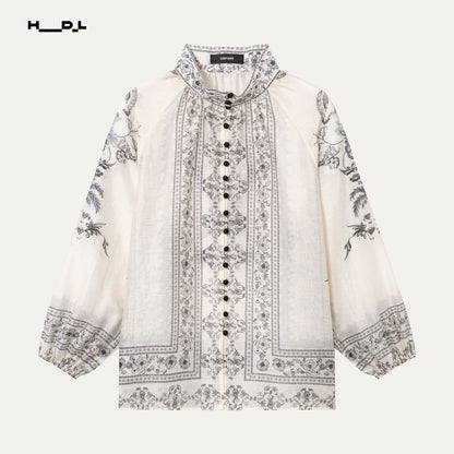 ボヘミアンプリントブラウス＆ショートパンツセット