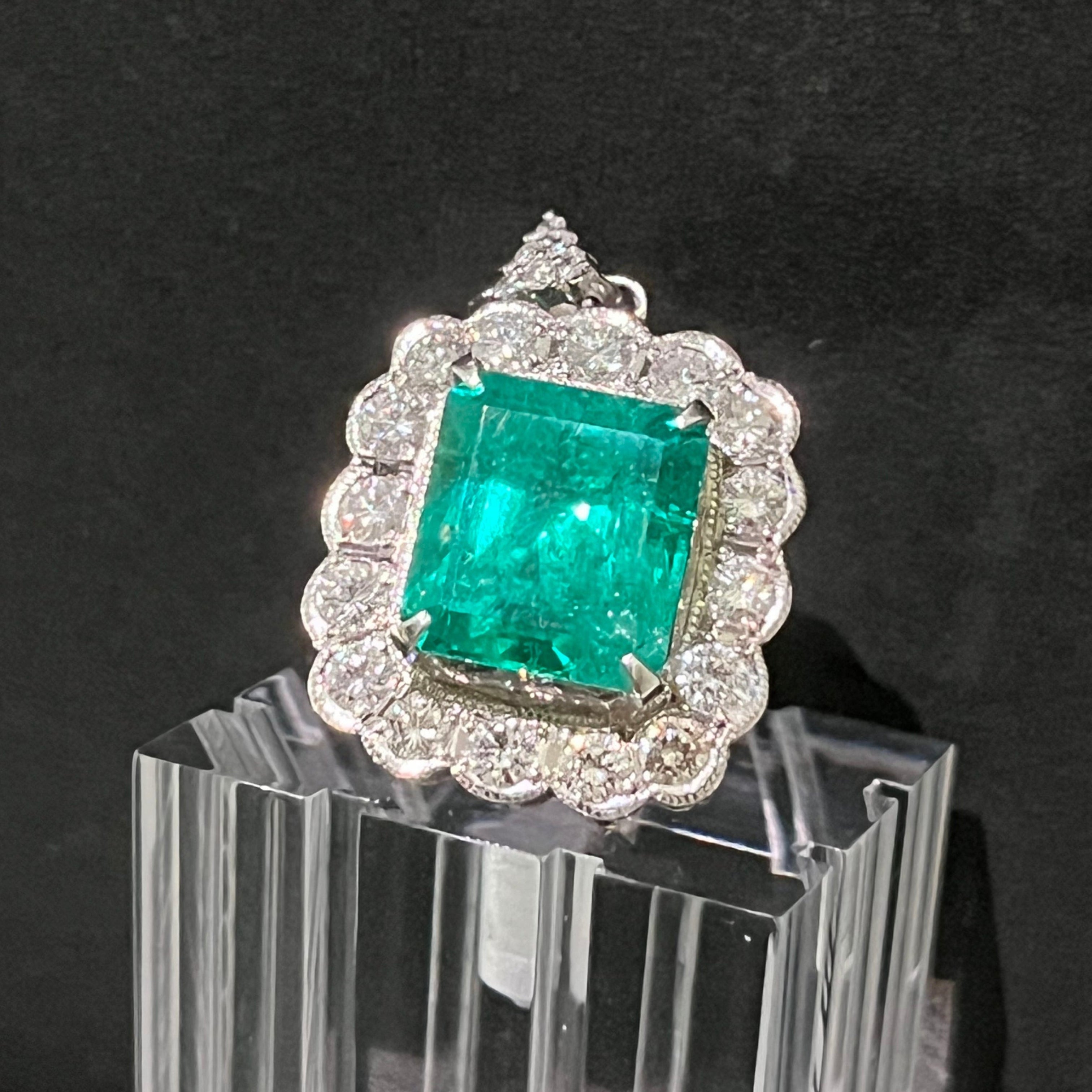 エメラルド 7.80ct ダイヤモンド 1.50ct Pt900 ペンダント