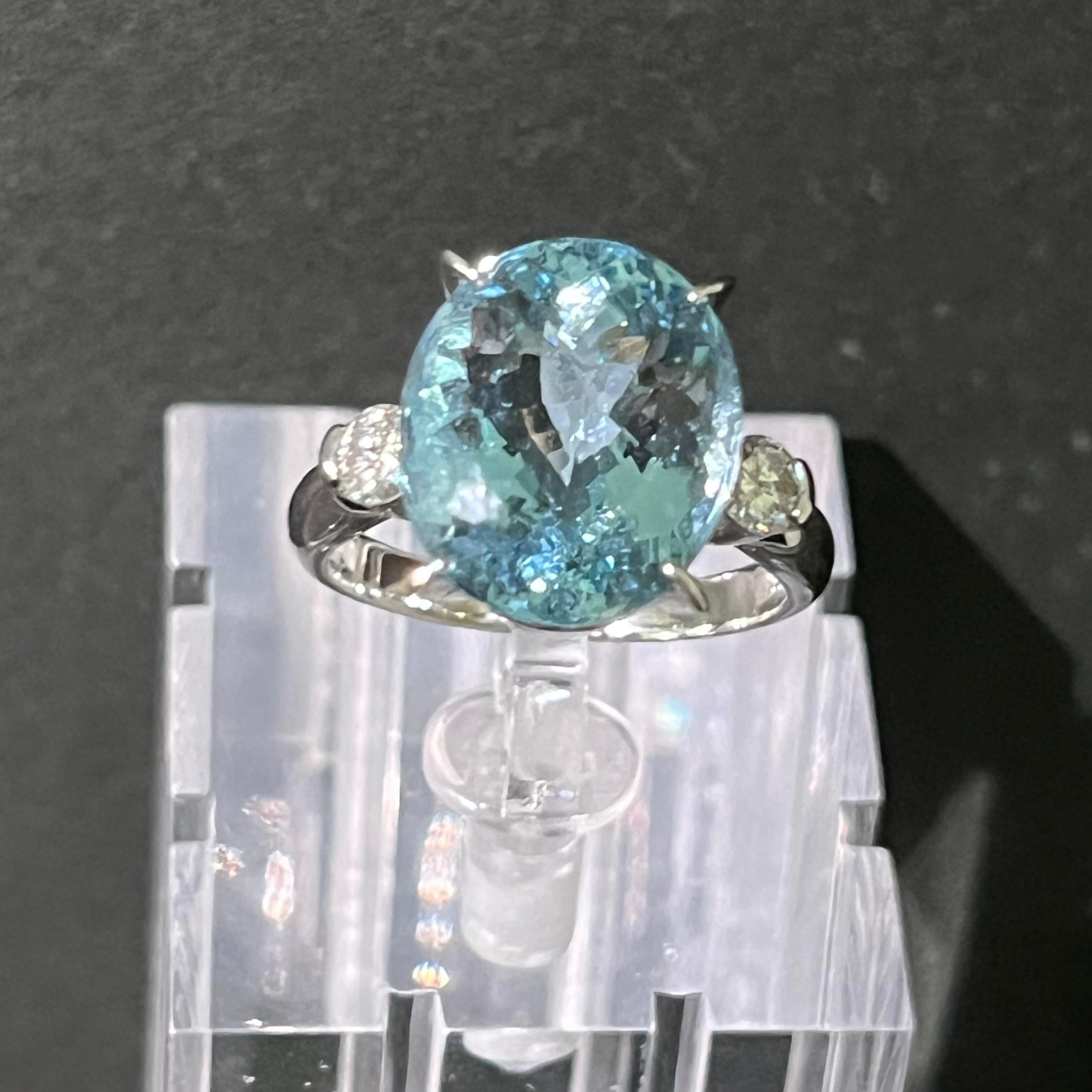 パライバトルマリン 8.25ct ダイヤモンド 0.38ct Pt900 リング