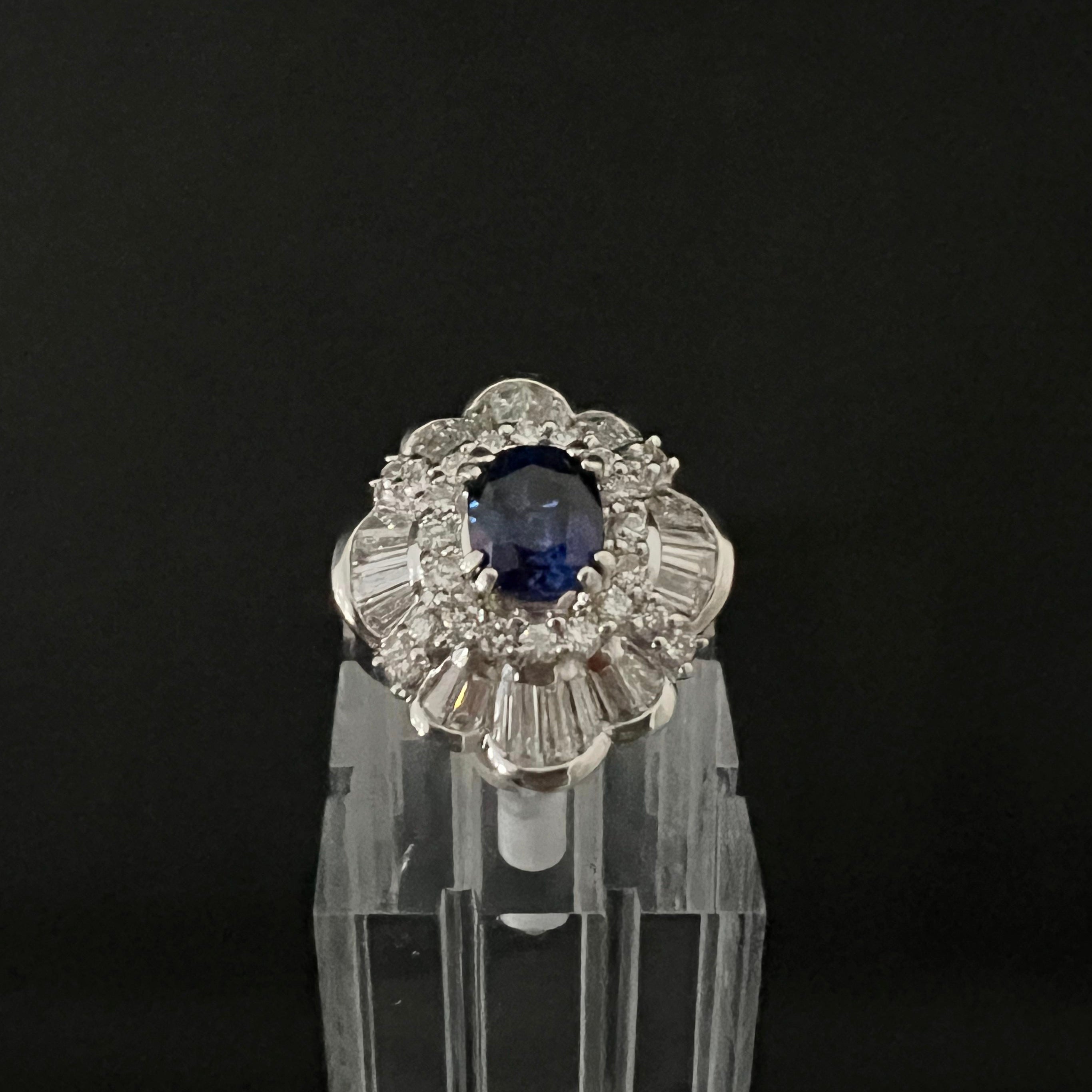 スリランカ産サファイア 2.28ct ダイヤモンド 2.16ct PT900 リング