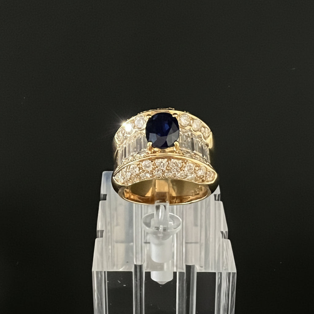 スリランカ産サファイア 1.95ct ダイヤモンド 3.16ct K18 リング