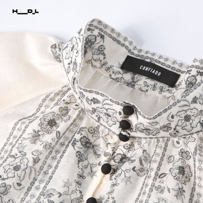 ボヘミアンプリントブラウス＆ショートパンツセット