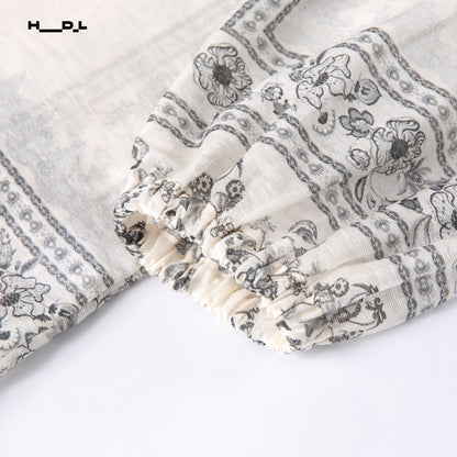 ボヘミアンプリントブラウス＆ショートパンツセット