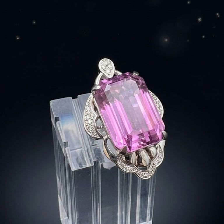 スリランカ産 ピンクサファイア ＆ ダイヤモンド K18 リング (S35.88ct / D1.10ct)