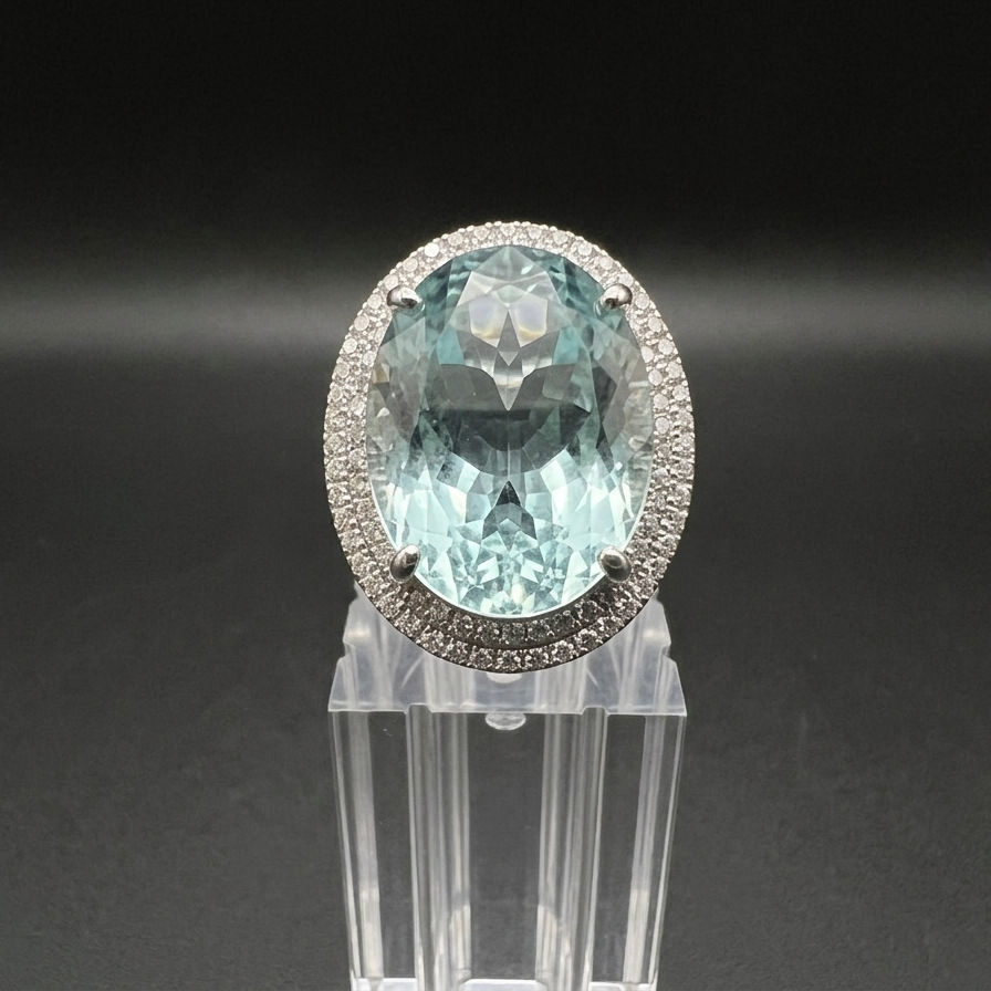 46.16ct パライバトルマリン＆ダイヤモンド Pt950 リング